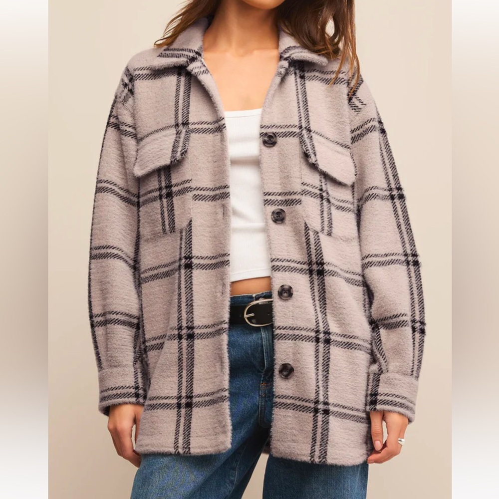 Z Supply Plaid Jacket in Gray and Black